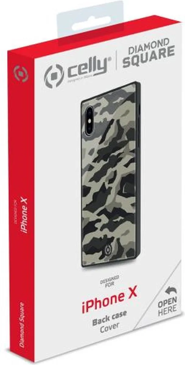 Celly Telefoonhoes Diamond Square iPhone X/Xs - Groen/Zwart - afbeelding 6 van 6
