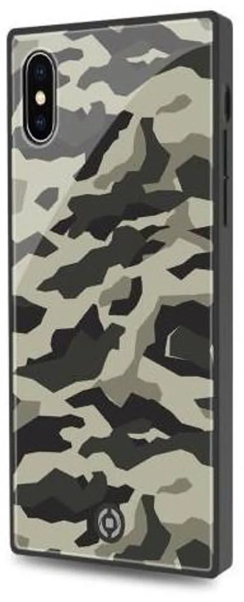 Celly Telefoonhoes Diamond Square iPhone X/Xs - Groen/Zwart