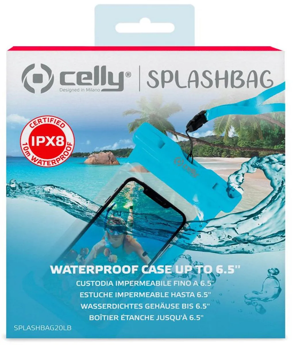 Celly SplashBag Beschermhoes 6,5 Inch - Blauw - SPLASHBAG20LB