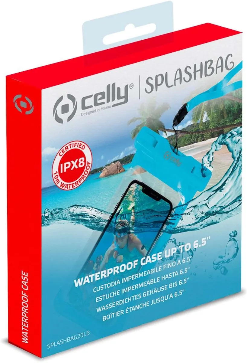 Celly SplashBag Beschermhoes 6,5 Inch - Blauw - SPLASHBAG20LB