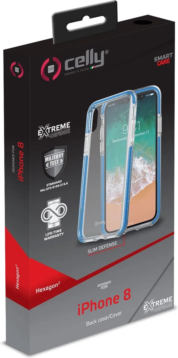 Celly HexaGon Back Cover iPhone X/XS HEXAGON900LB - Blauw