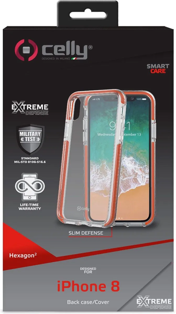 Celly HexaGon Back Cover iPhone X/XS HEXAGON900OR - Oranje - afbeelding 6 van 6