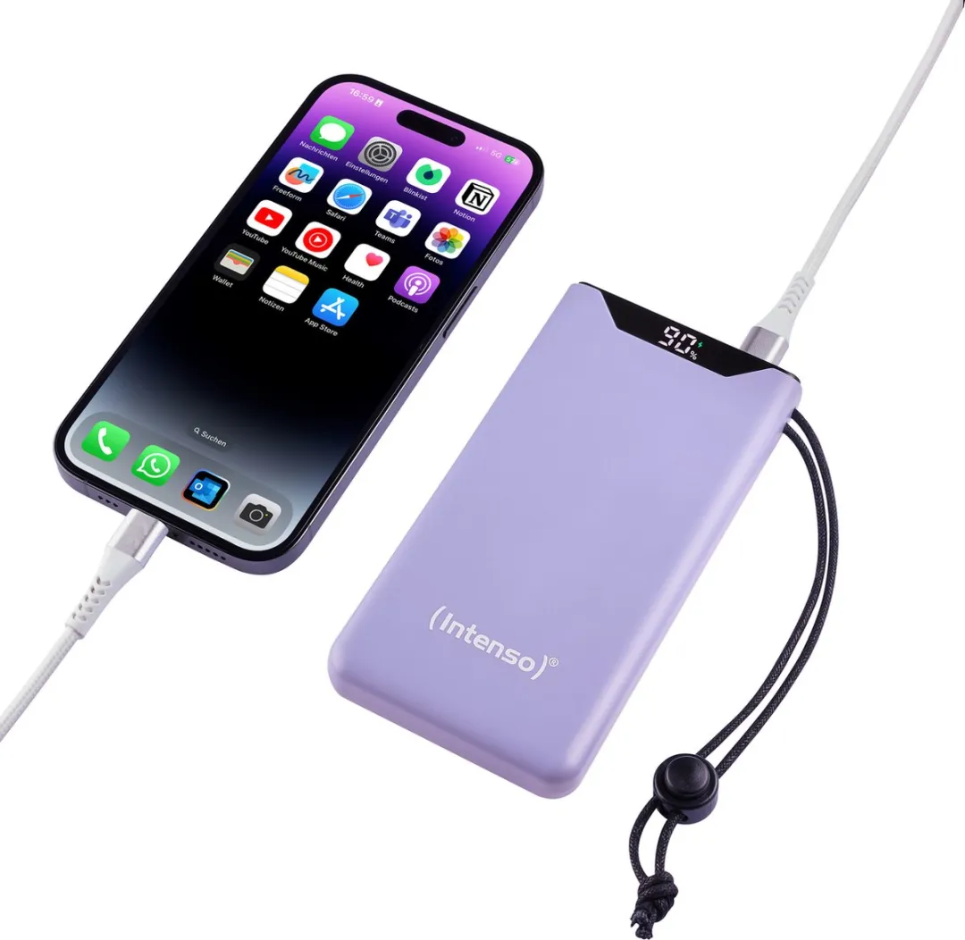 (Intenso) F10000 Powerbank 10.000 mAh Li-Po - display - PD en QC 3.0 - paars (7332033)