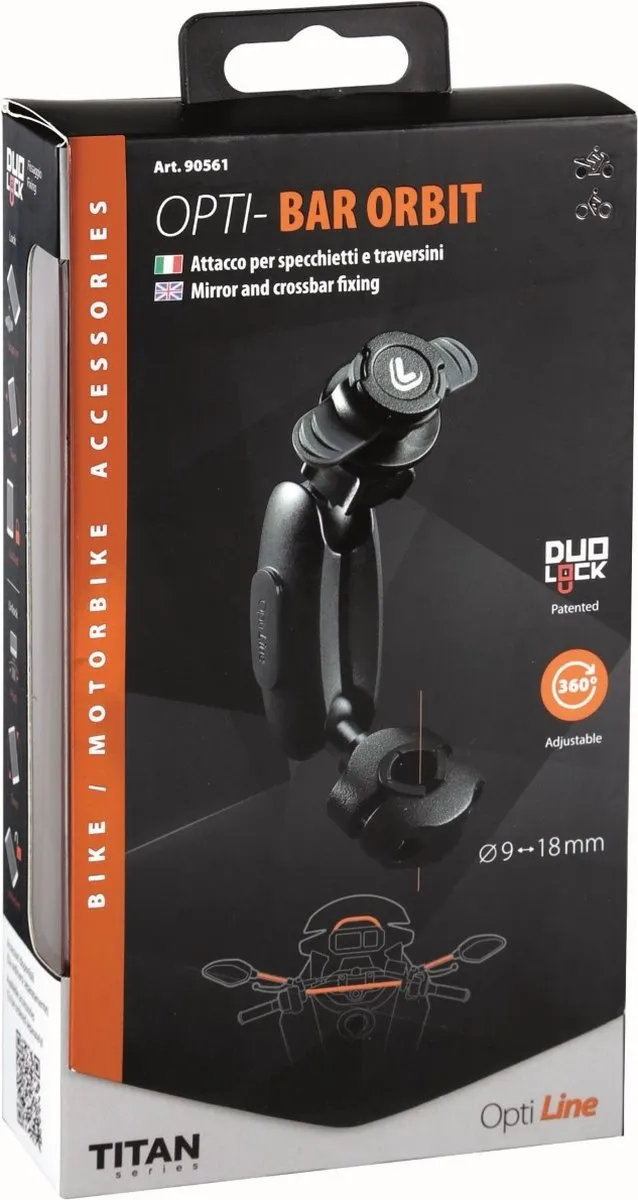 Lampa Titan Opti Bar Orbit Smartphonehouder - 9-18mm - Zwart