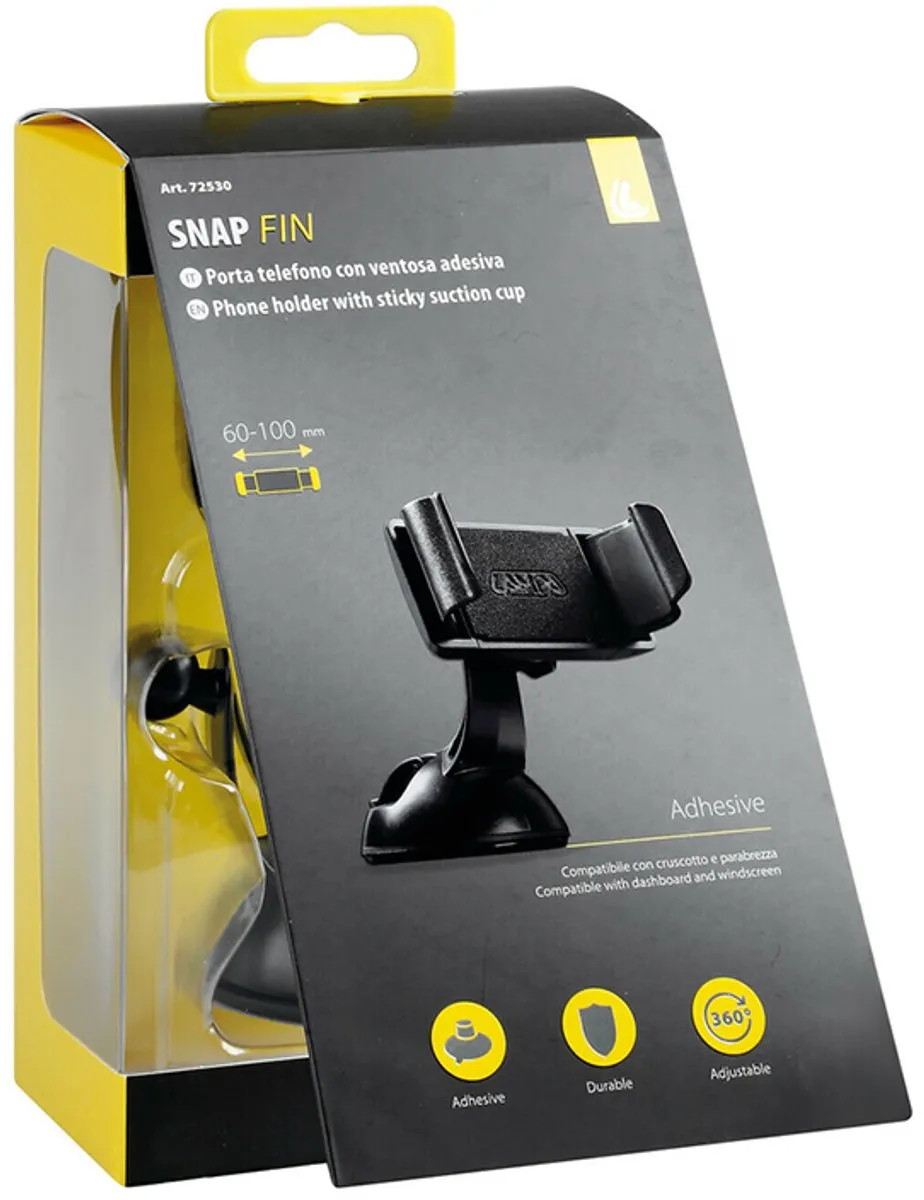Lampa Snap Fin Telefoonhouder Zuignap - Universeel 80mm - Zwart