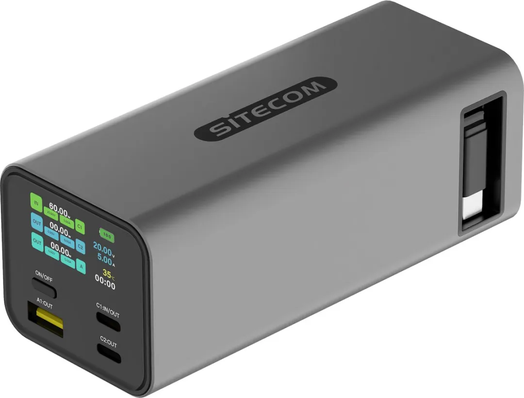 Sitecom PB-1002 Powerbank 20000mAh 100W - 3x USB - Zilver