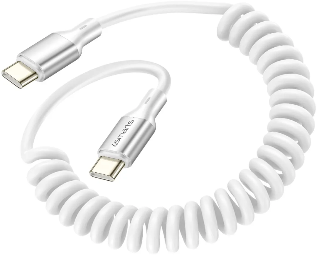 4Smarts USB-C Kabel 100W Spiraal 12-50cm Wit