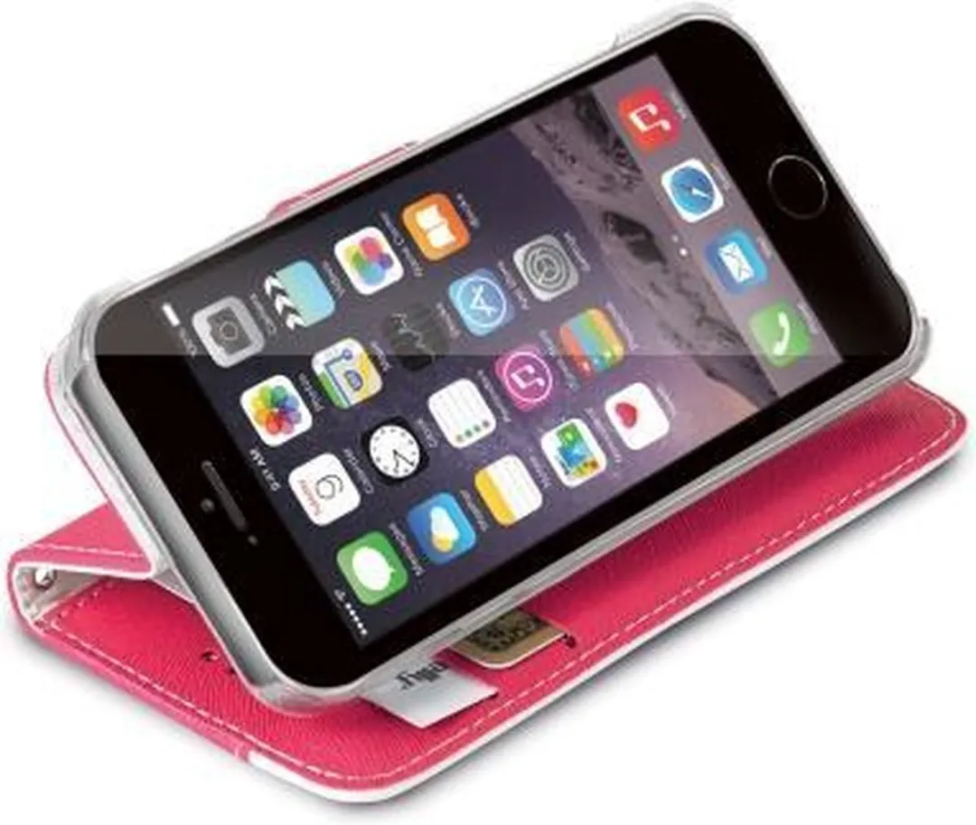 Celly Onda Wallet Case iPhone 6 Plus - Roze - 3 Pasjes - afbeelding 3 van 4