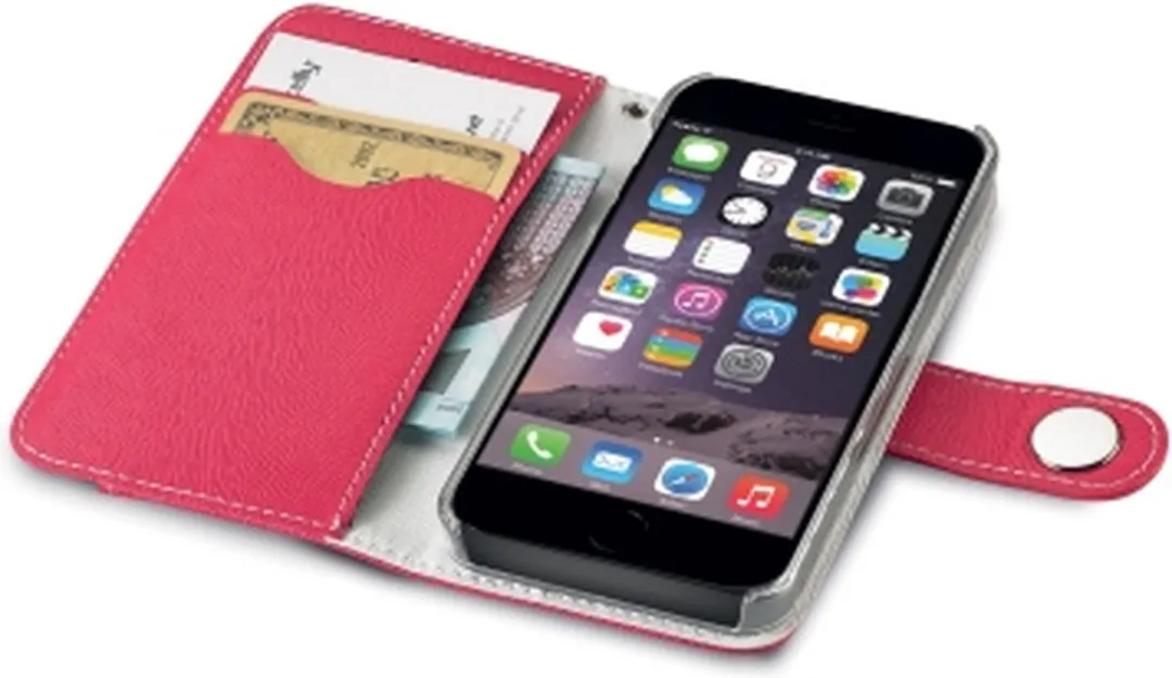 Celly Onda Wallet Case iPhone 6 Plus - Roze - 3 Pasjes - afbeelding 4 van 4