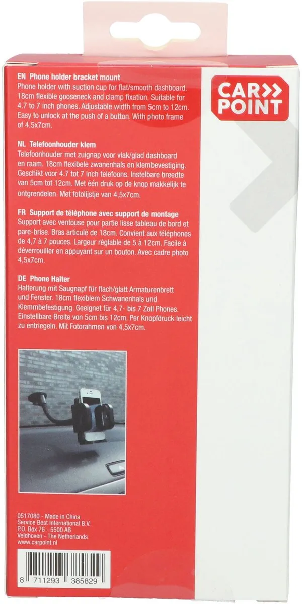 Carpoint Telefoonhouder Auto Zuignap Dashboard/Raam - Universeel 7" - Zwart
