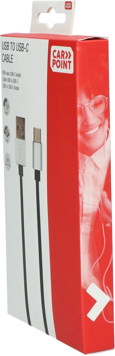 Carpoint USB naar USB-C Kabel 2m - Zwart