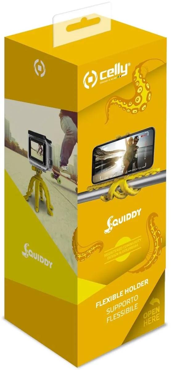 Celly Squiddy Flexible Holder 8021735741480 - Geel