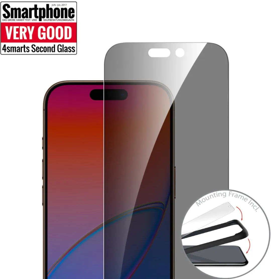 4Smarts iPhone 17 Anti-Spion Schermbeschermer - Gehard Glas - Zwart