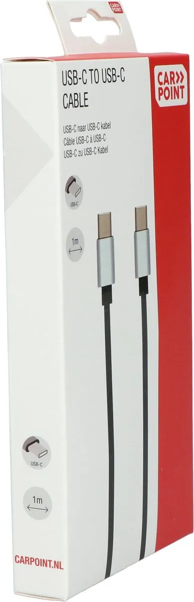 Carpoint USB-C naar USB-C Laadkabel 1m - Zwart