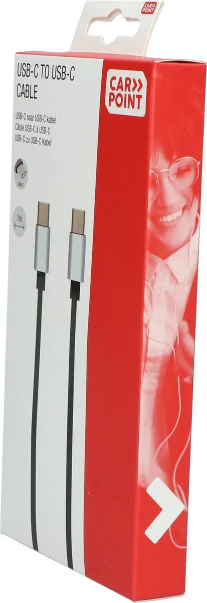 Carpoint USB-C naar USB-C Laadkabel 1m - Zwart