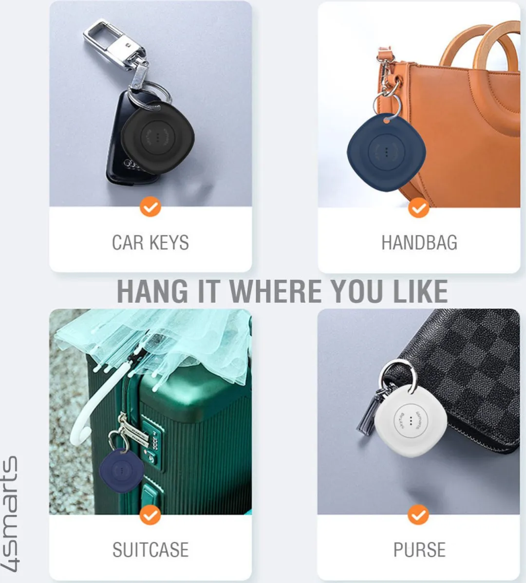 4Smarts SkyTag Bluetooth Tracker 4-Pack - Zwart/Wit/Blauw