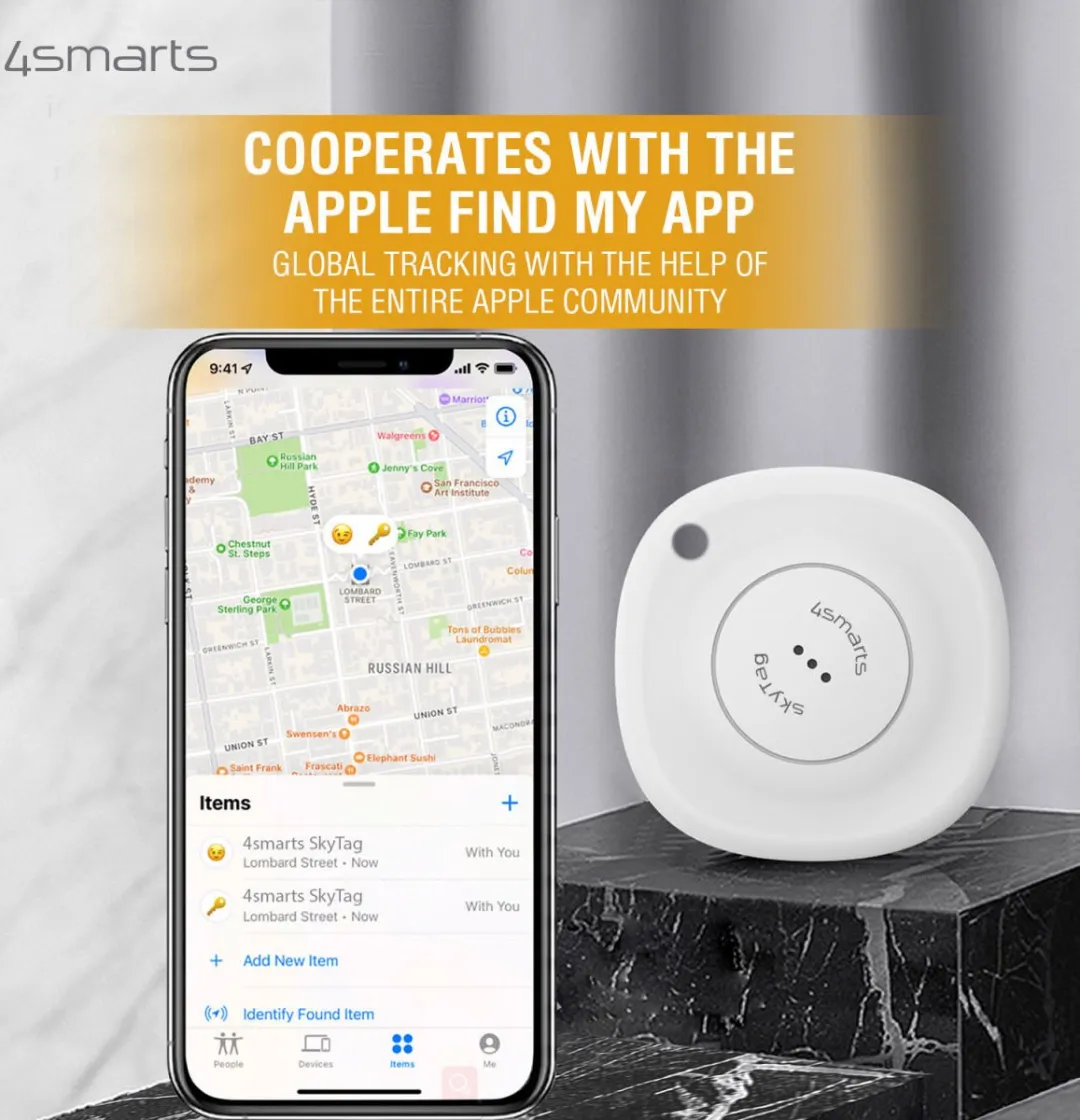 4Smarts SkyTag Bluetooth Tracker 4-Pack - Zwart/Wit/Blauw