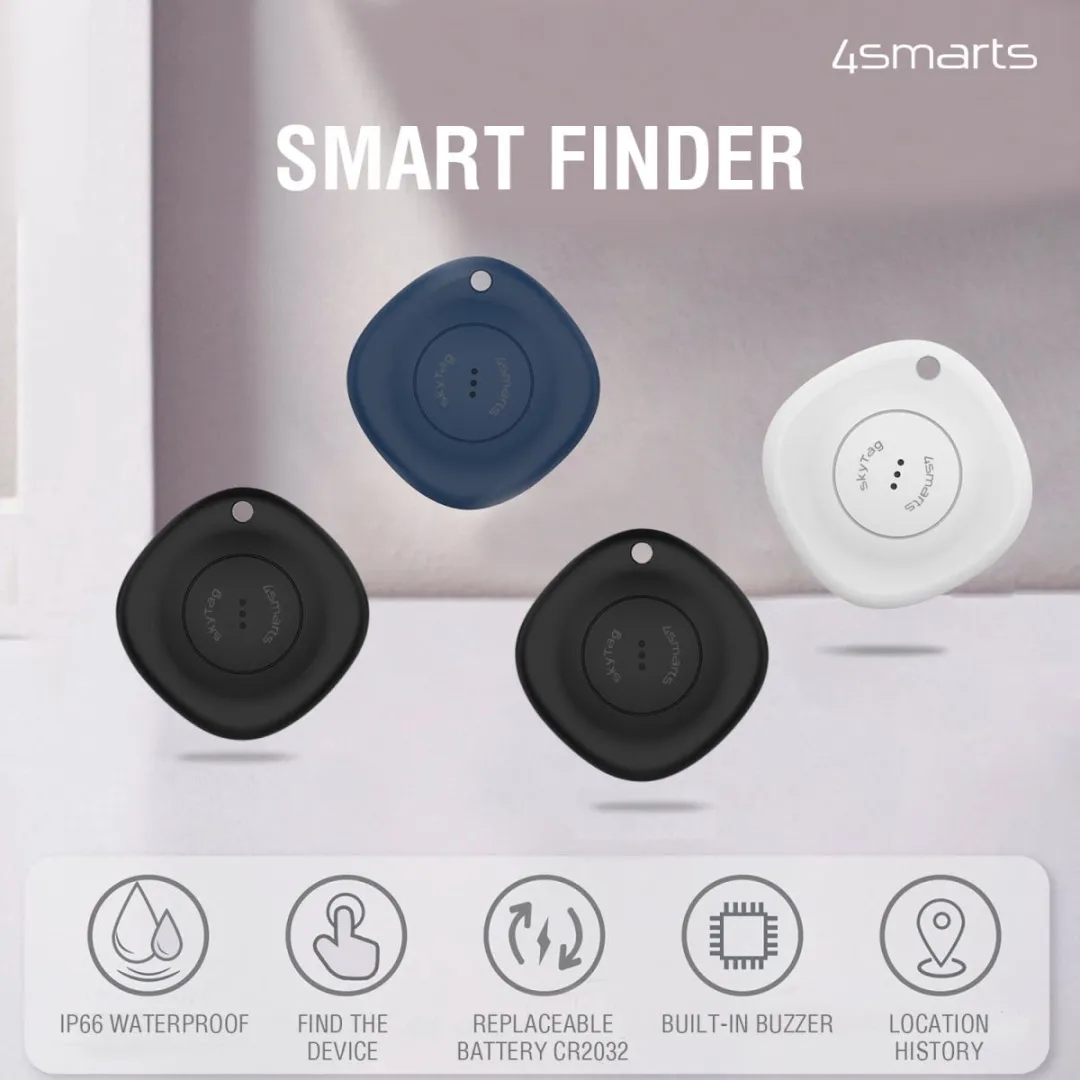 4Smarts SkyTag Bluetooth Tracker 4-Pack - Zwart/Wit/Blauw
