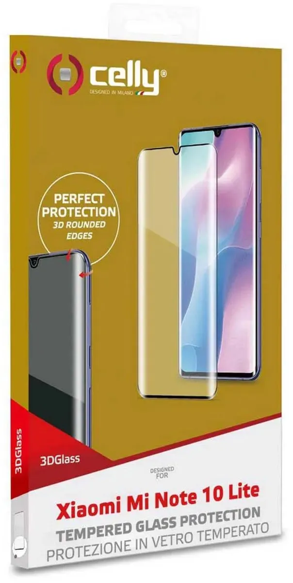 Celly Xiaomi Mi Note 10 Lite 3D Glass Schermbeschermer - Transparant - afbeelding 6 van 6