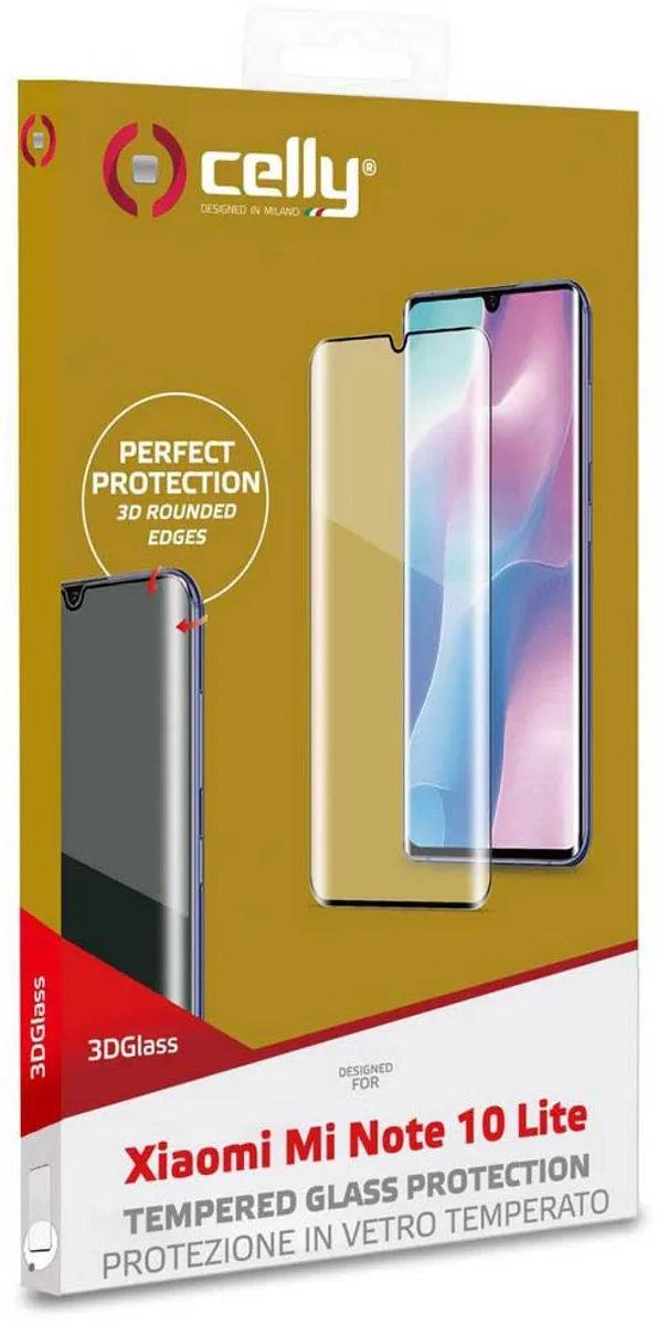 Celly Xiaomi Mi Note 10 Lite 3D Glass Schermbeschermer - Transparant