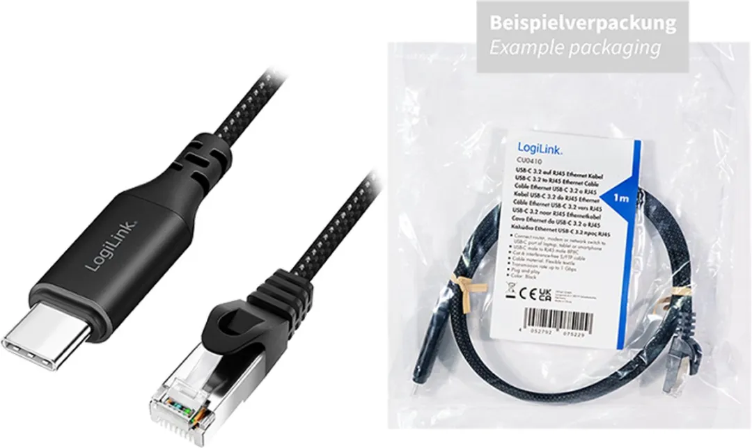 Logilink CU0416 USB-C naar RJ45 Kabel 10m - Zwart