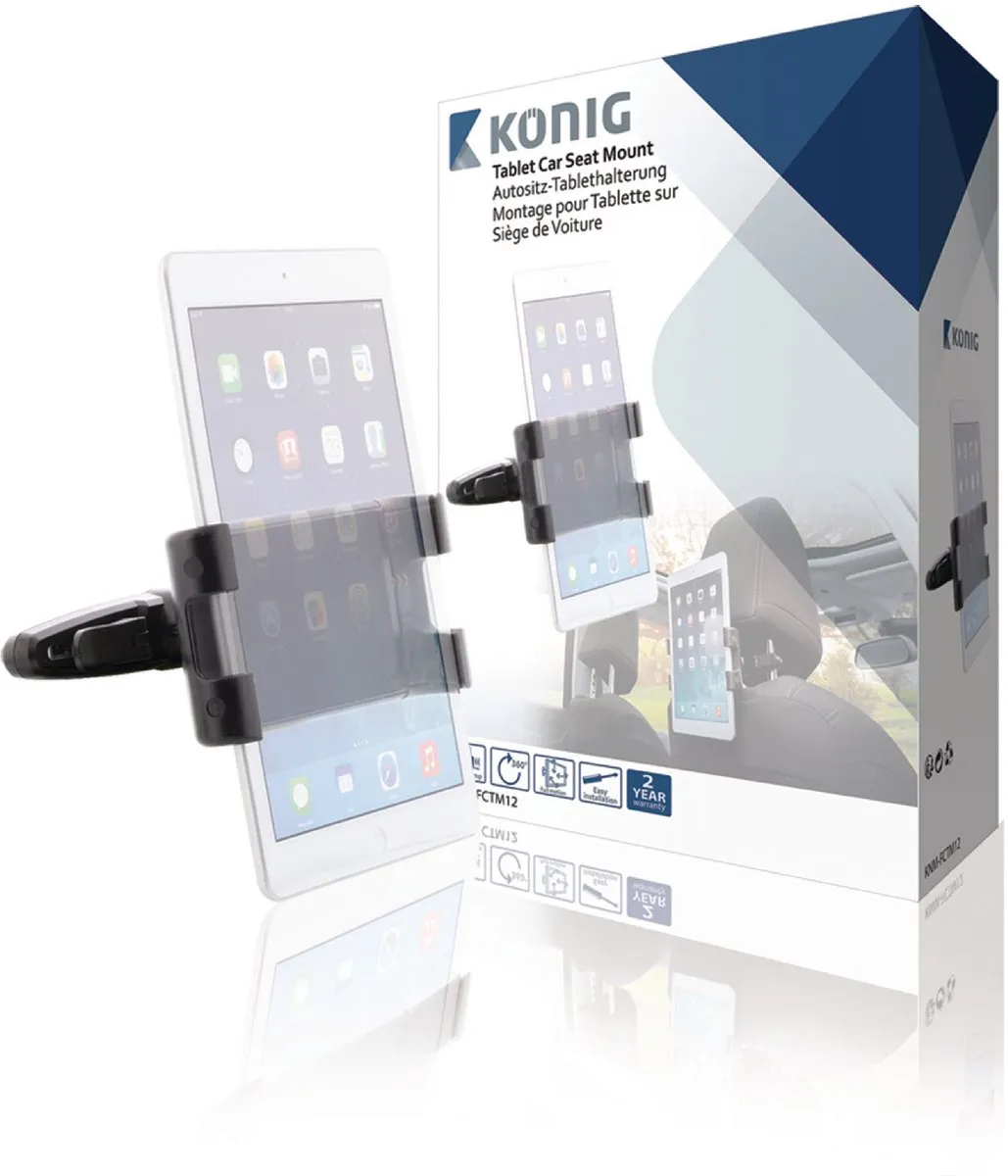 Konig Universele Tablethouder Hoofdsteun 360° 140-240mm - Blauw