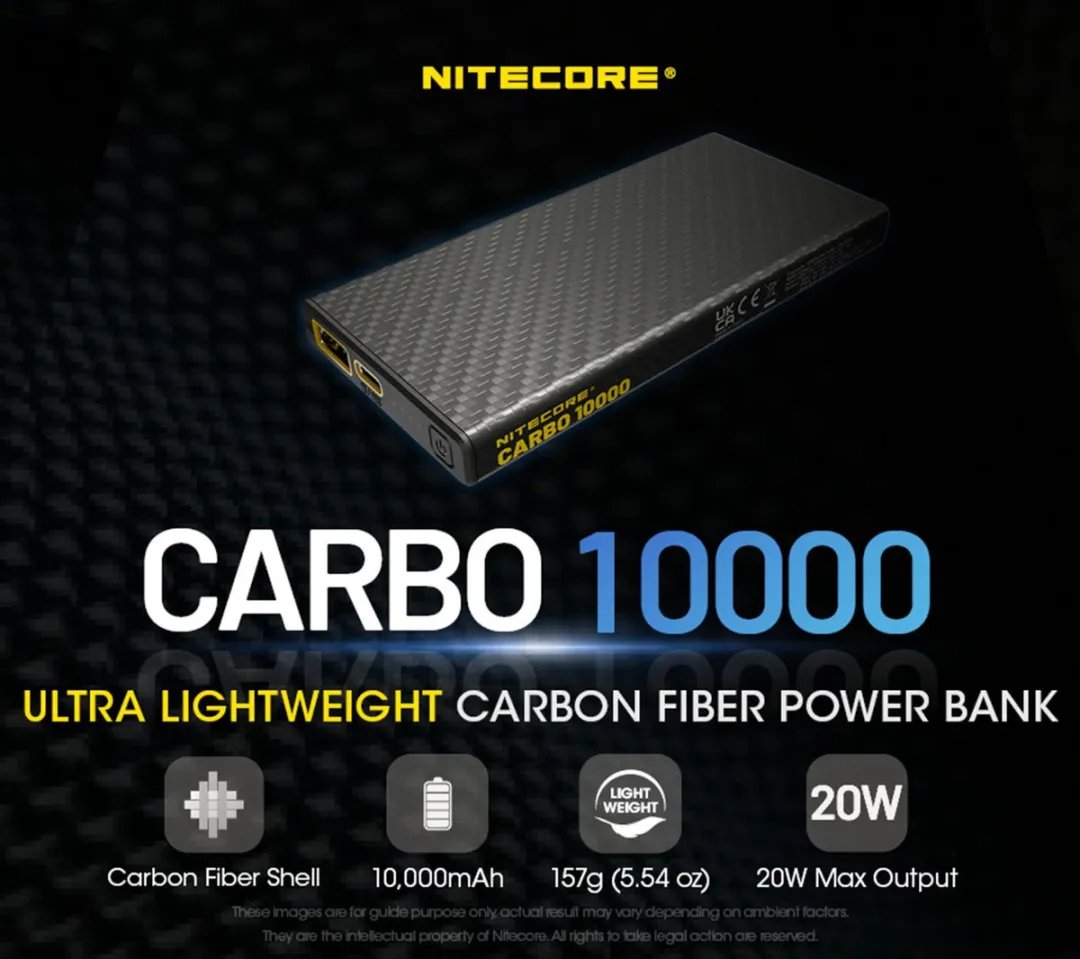 Nitecore CARBO 10000 Powerbank 10.000mAh - 2x USB - Zwart - afbeelding 6 van 6