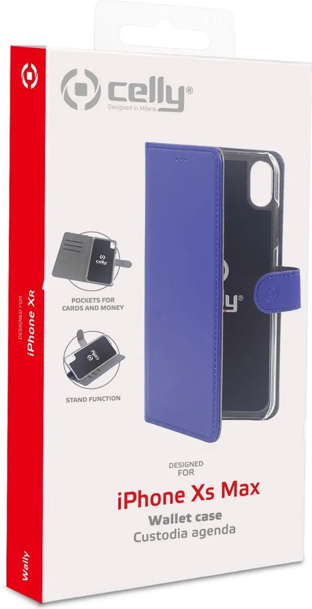 Celly Boekmodel Hoesje iPhone XS Max - Blauw