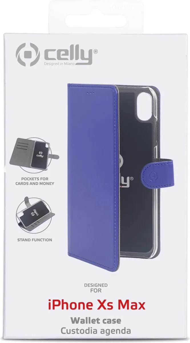 Celly Boekmodel Hoesje iPhone XS Max - Blauw