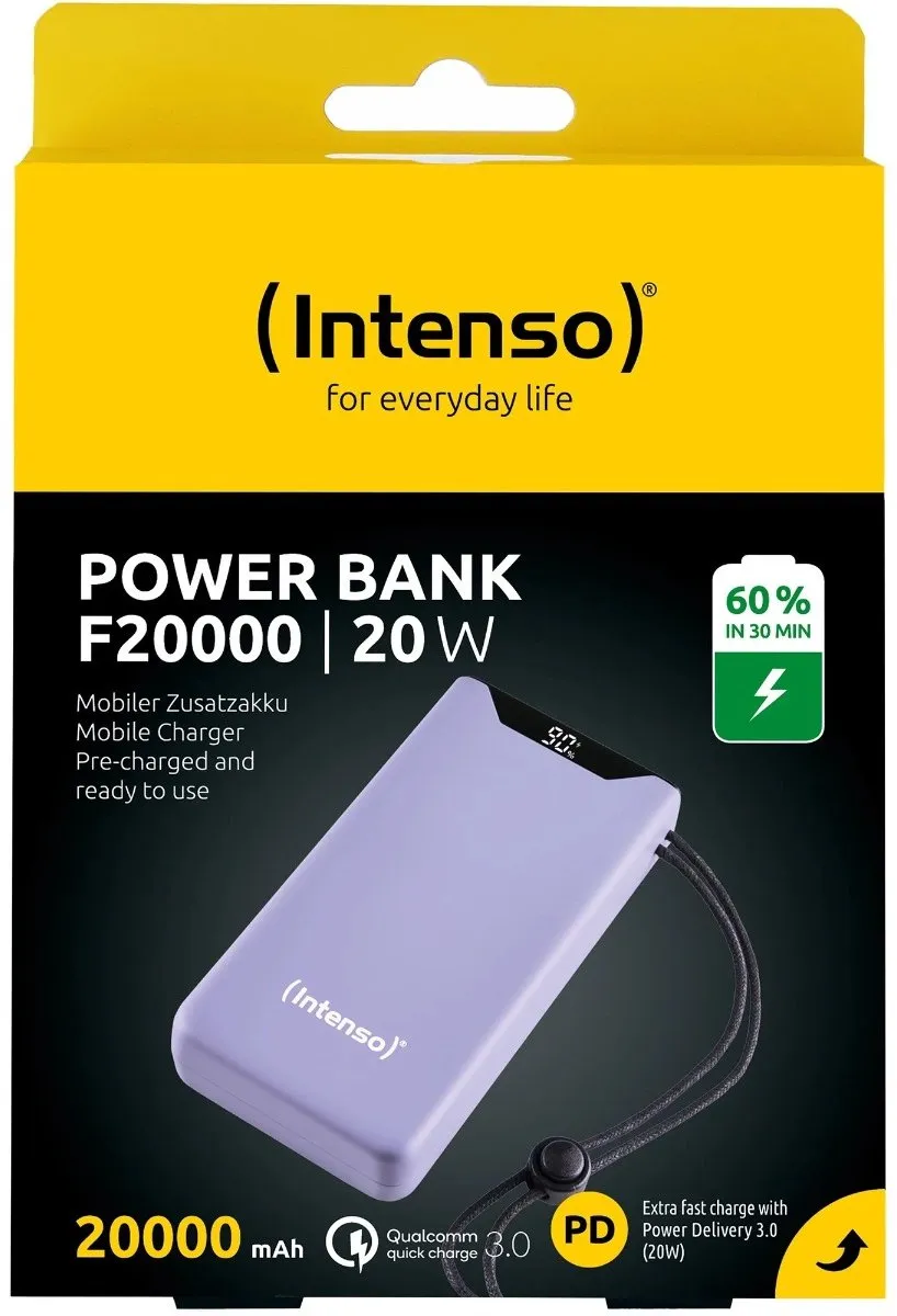 (Intenso) F20000 Powerbank 20.000 mAh Li-Po - display - PD en QC 3.0 - paars (7332053)