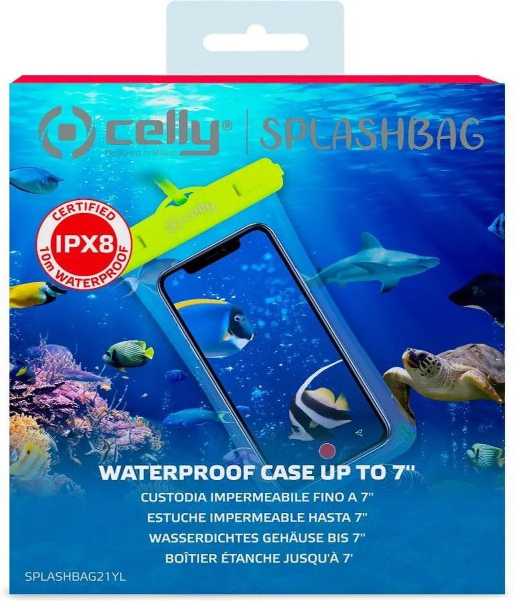 Celly SplashBag Beschermhoes 7 Inch - Geel