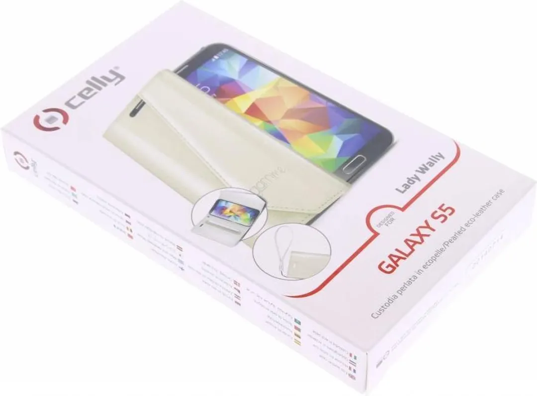 Celly Wally Lady Serie LADY390WH Hoesje - Samsung Galaxy S5 - Kunstleder - Wit - afbeelding 4 van 4