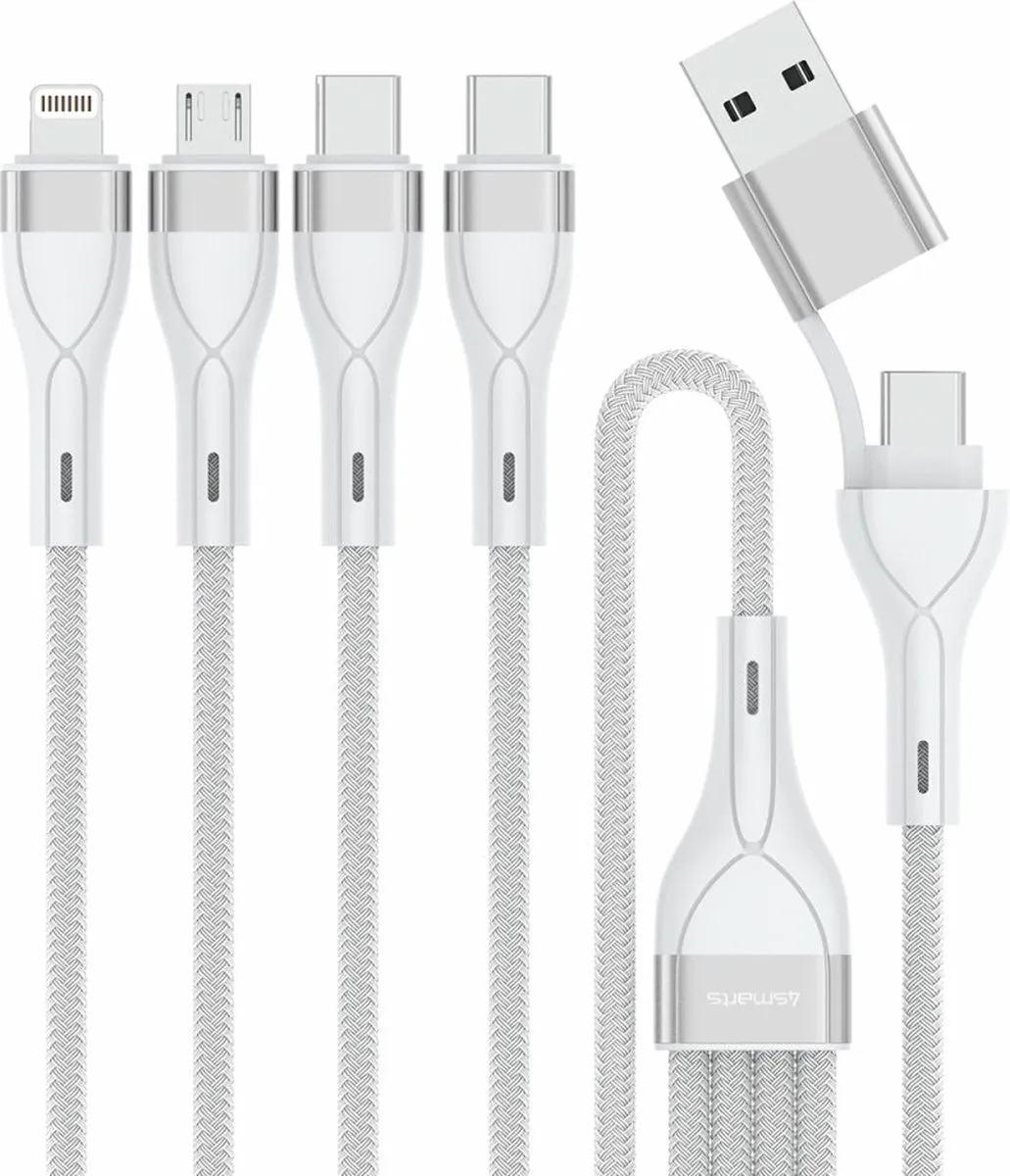 4Smarts 4-in-2 Kabel 1.2M Wit