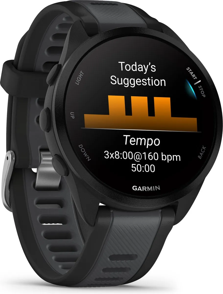 Garmin Forerunner 165 Hardloophorloge - 43mm - Zwart/Grijs