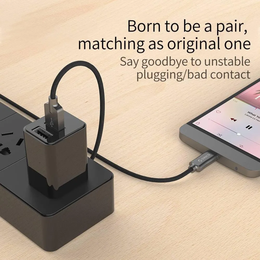 ORICO ORI-HCU-10-BK USB-C Kabel 2.4A - 1m - Zwart