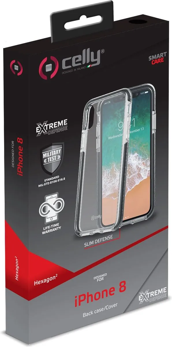Celly HexaGon Back Cover iPhone X/XS HEXAGON900BK - Zwart