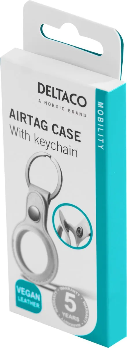 Deltaco MCASE-TAG11 Sleutelhanger - Apple AirTag - Wit Kunstleer