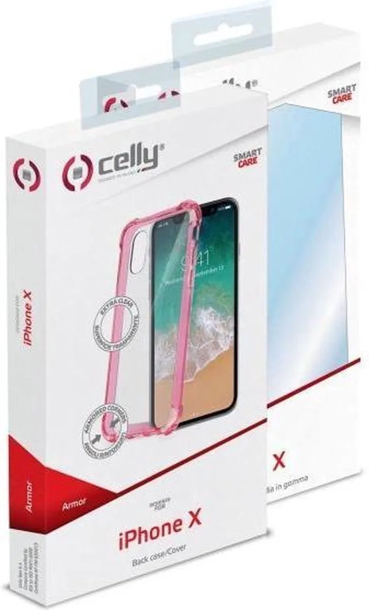 Celly Armor Siliconen Hoesje iPhone Xs Max - Transparant Roze - ARMOR900PK