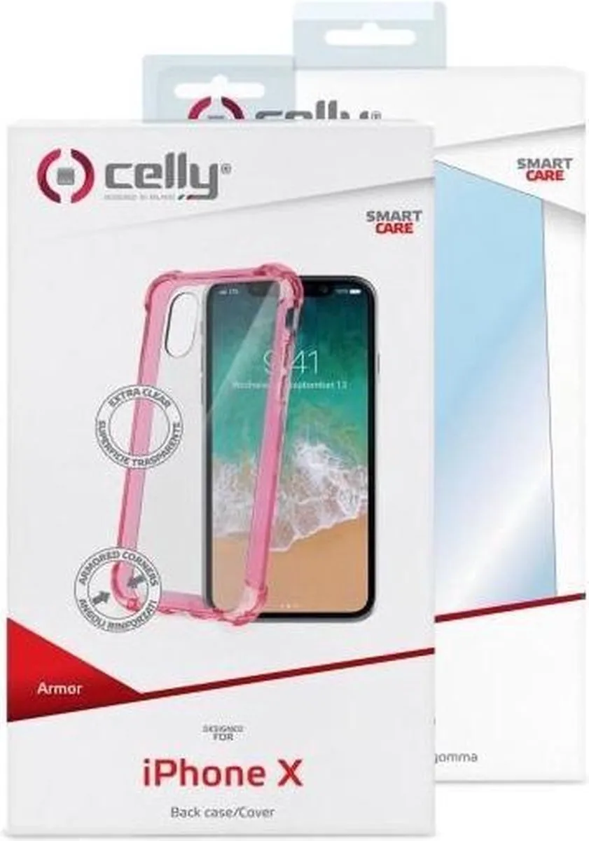 Celly Armor Siliconen Hoesje iPhone Xs Max - Transparant Roze - ARMOR900PK