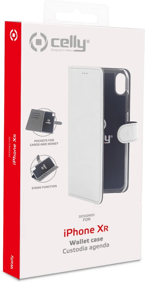 Celly Boekmodel Hoesje iPhone XR - 3 Pasjes - Wit