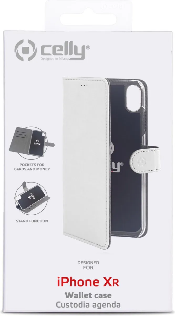 Celly Boekmodel Hoesje iPhone XR - 3 Pasjes - Wit