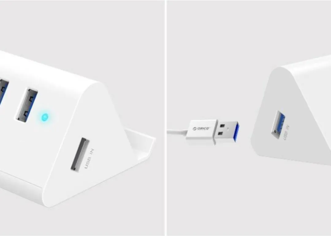 Orico - 4 poort USB3.0 HUB smartphone en tablet standaard bureau houder- Wit