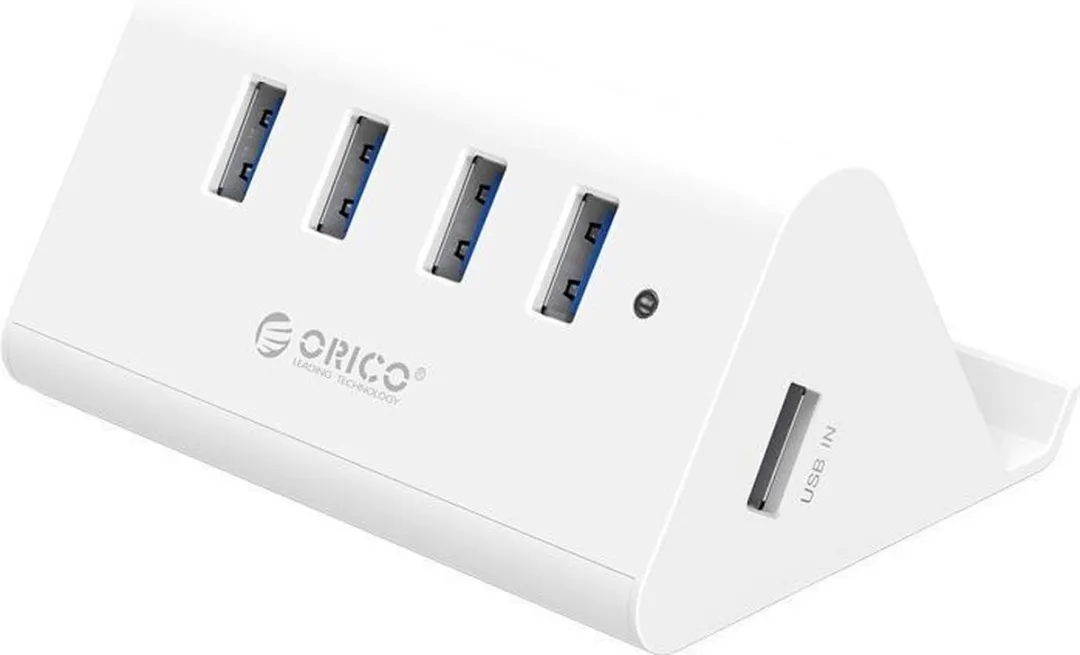Orico - 4 poort USB3.0 HUB smartphone en tablet standaard bureau houder- Wit
