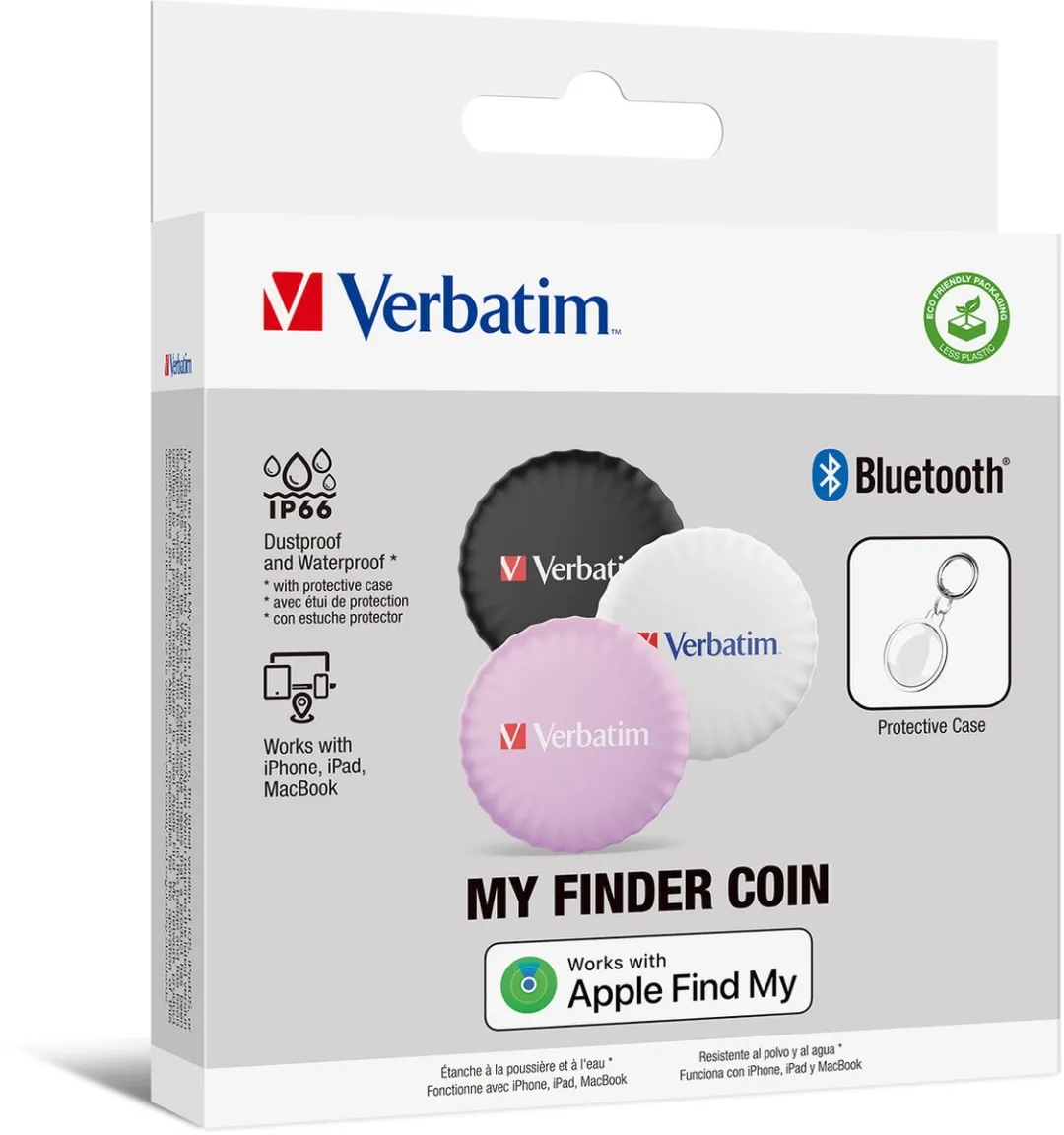 Verbatim My Finder Coin Bluetooth Tracker 3 Stuks - Zwart/Wit/Rosa