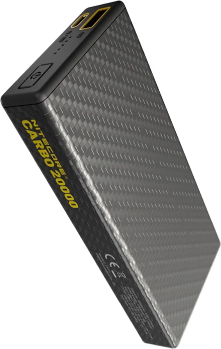 Nitecore CARBO 20000 Powerbank 20000mAh - USB A/C & Micro USB - Zwart