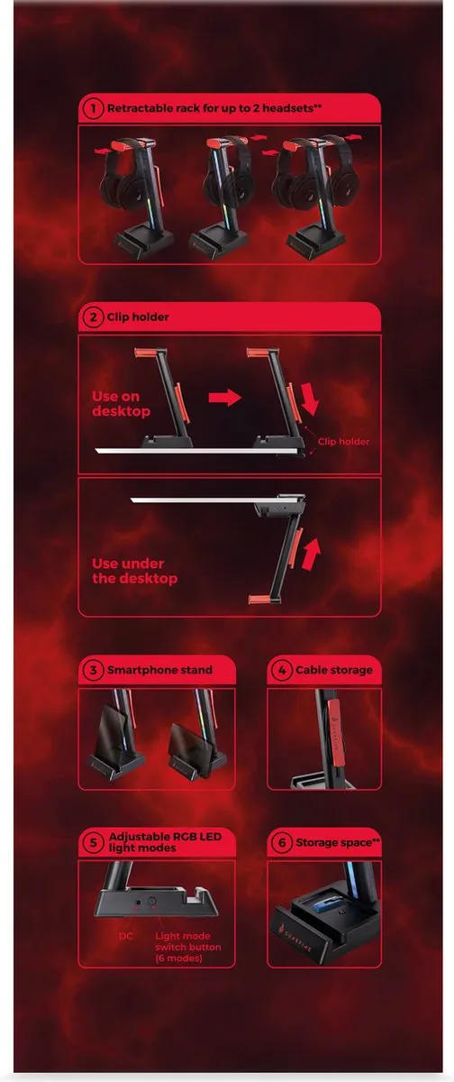 Verbatim Vinson N1 Duo Gaming RGB Headset Stand