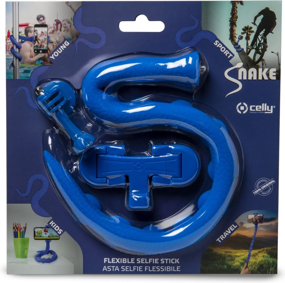 Celly Snake Selfiestick - 15 Inch - Blauw - afbeelding 6 van 6