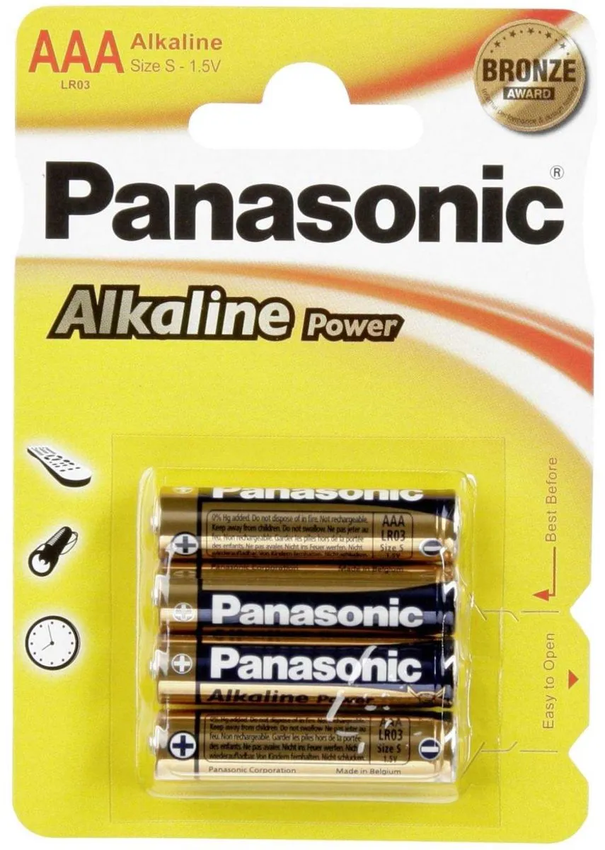 Panasonic AAA Alkaline Batterijen - 4 Stuks