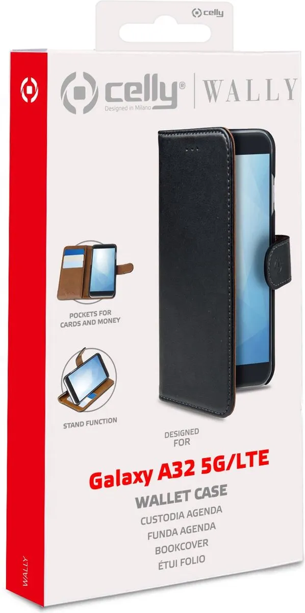 Celly Wally Bookcase Hoesje WALLY946 - Samsung Galaxy A32 - 3 Pasjes - Zwart
