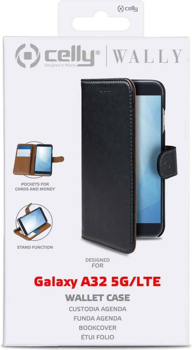 Celly Wally Bookcase Hoesje WALLY946 - Samsung Galaxy A32 - 3 Pasjes - Zwart